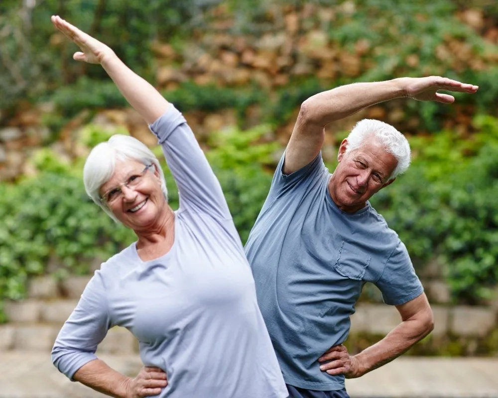 seniors exercising and stretching
